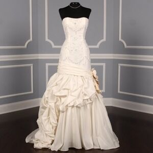 St. Pucchi Eliana Z315 Ivory Blush Flowers Silk Beaded Strapless Wedding Dress 6